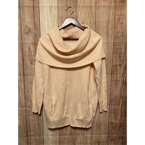 New York & Company Small soft Pink Sweater cowl neck pockets - Picture 1 of 6